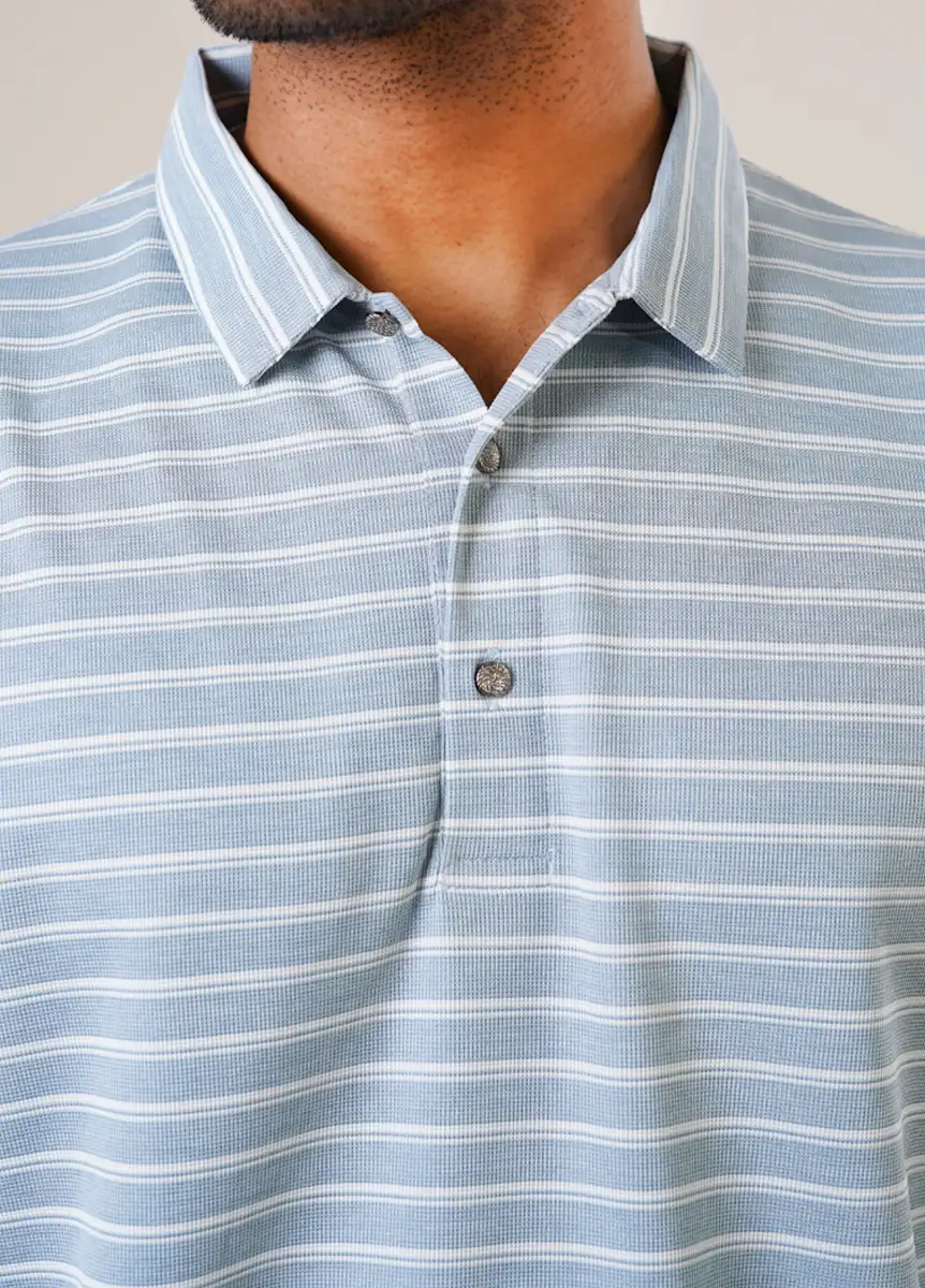 Men's Premium Sky Blue Striped Casual Polo Sky Blue gallery image
