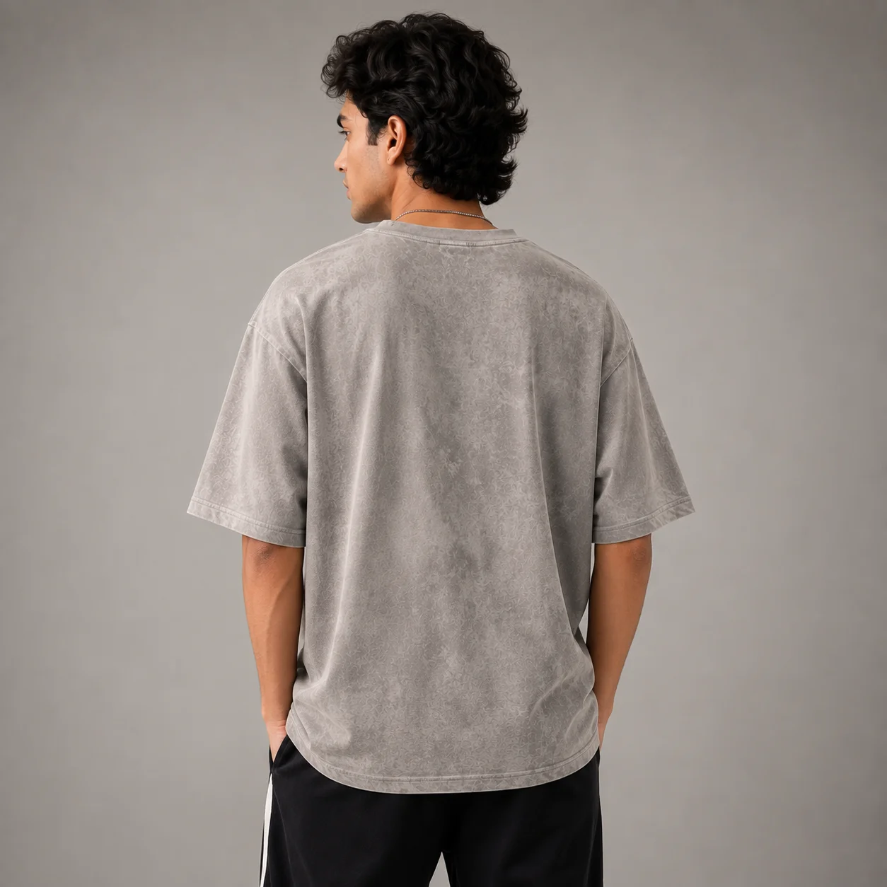 Men’s Vintage Washed Oversized Crew Neck Short Sleeve Graphic T-Shirt ASH GRAY gallery image