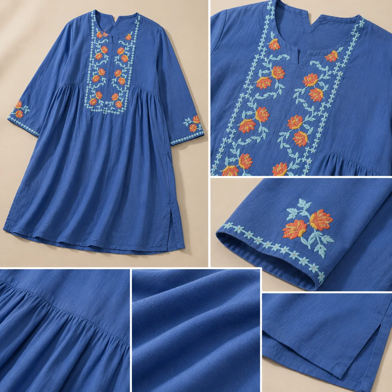 Amriss Azure Bloom Embroidered One Piece Dress BLUE gallery image