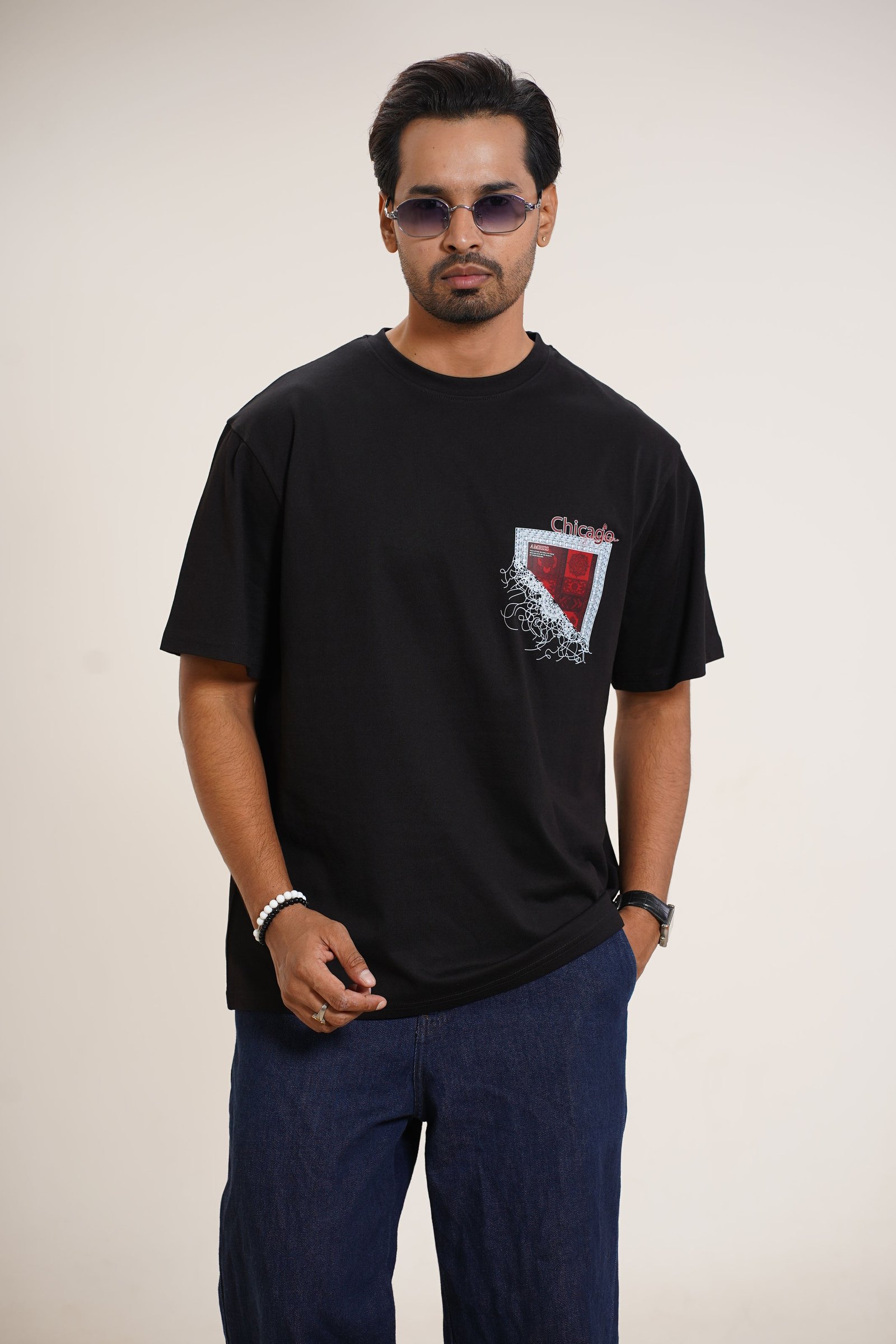 Men's Oversized Drop Shoulder Graphic Printed T-Shirt Premium Cotton Crew Neck Casual Streetwear Tee