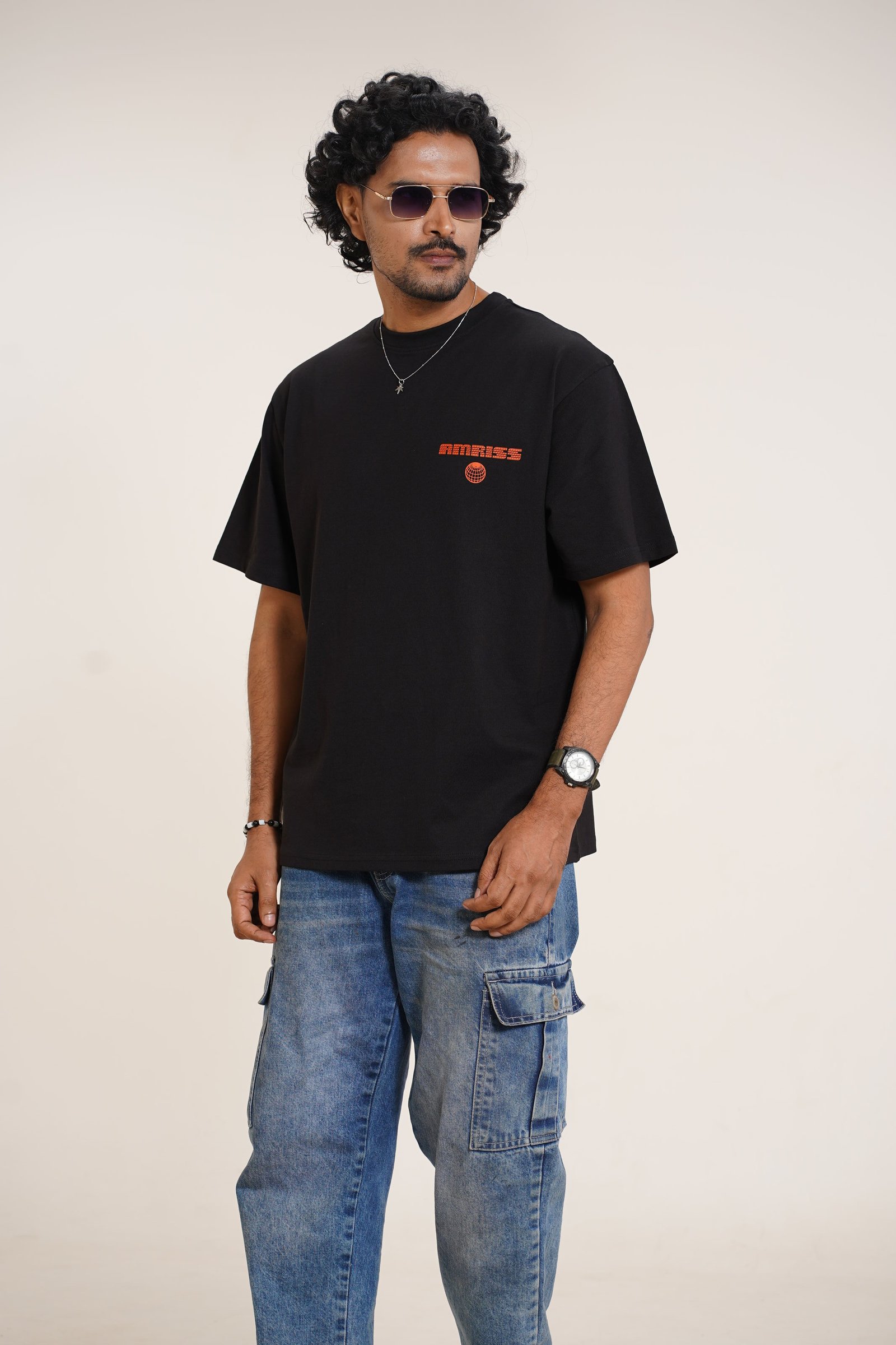 Men's Oversized Drop Shoulder Graphic Printed T-Shirt Premium Cotton Crew Neck Casual Streetwear Tee Copy Copy