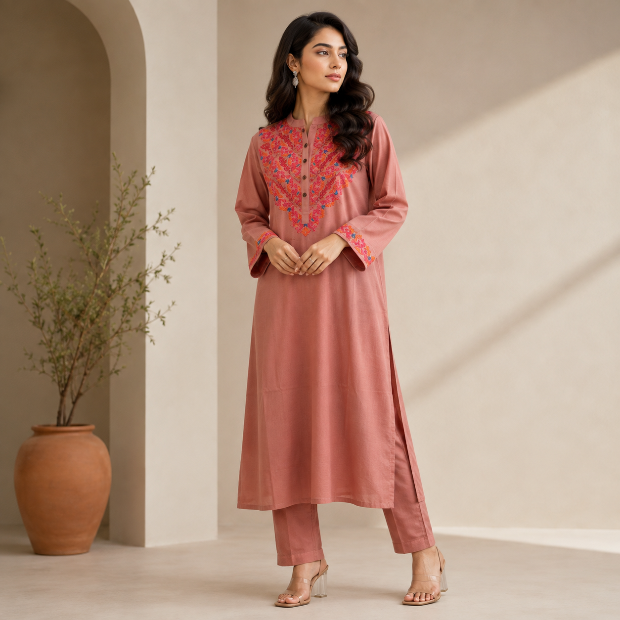 Amriss Roseveil Embroidered One Piece Long Kurti