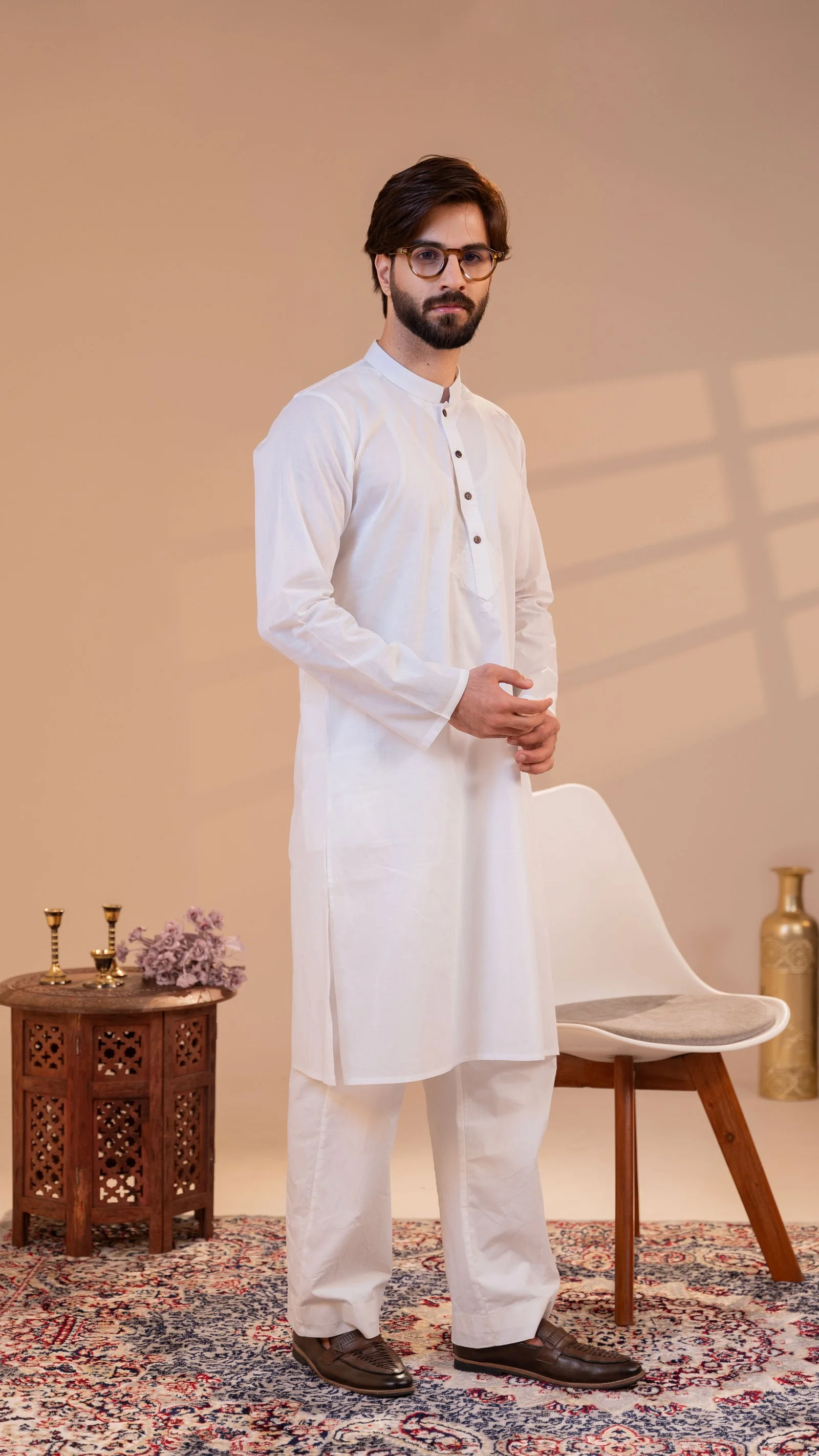 Men’s Classic White Mandarin Collar Panjabi