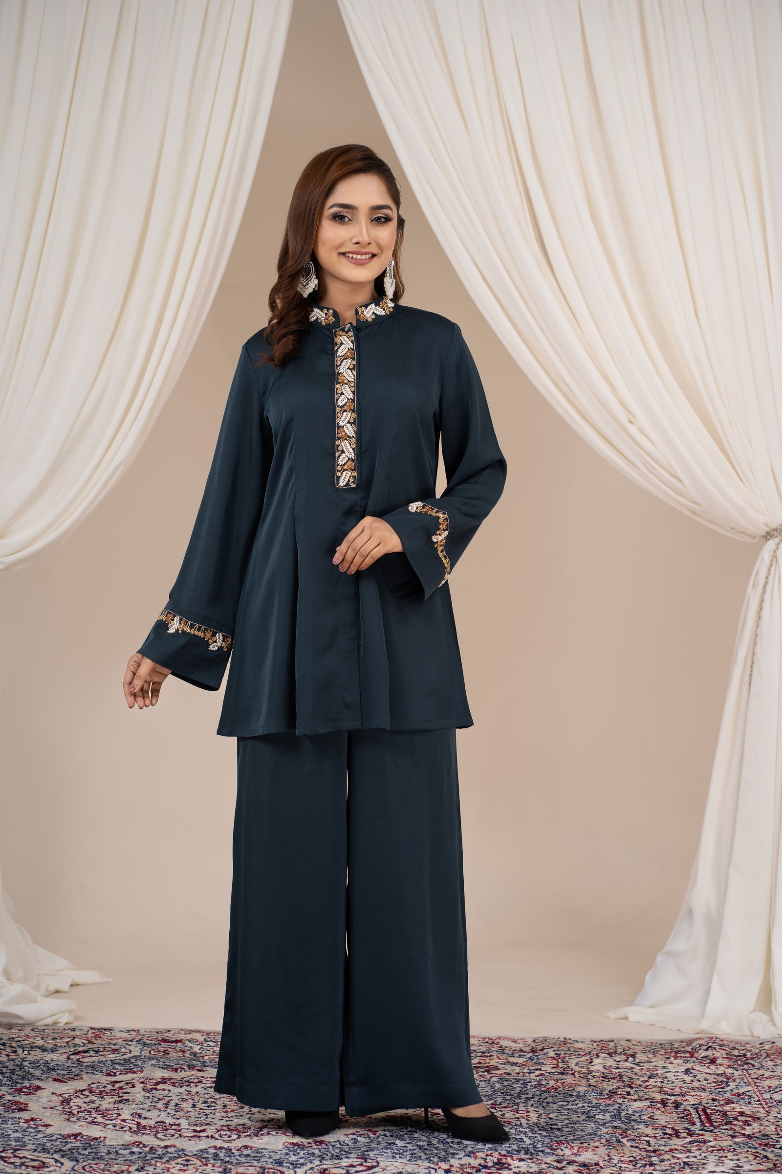 Midnight Elegance Embroidered Co-Ord Set