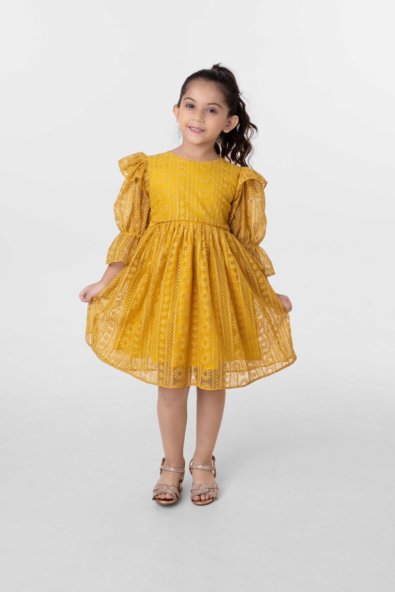 Girls Floral Organza Party Dress with Sleeveless Bodice Red Waist Belt & Flared Skirt Copy