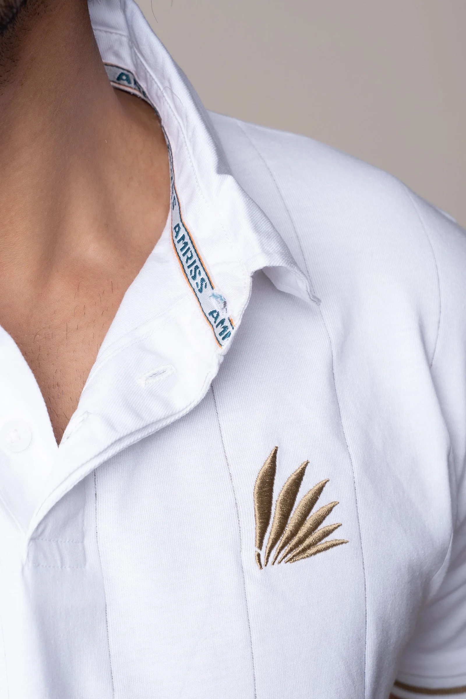 Men’s White Drop Needle Resort Collar Polo Shirt White gallery image
