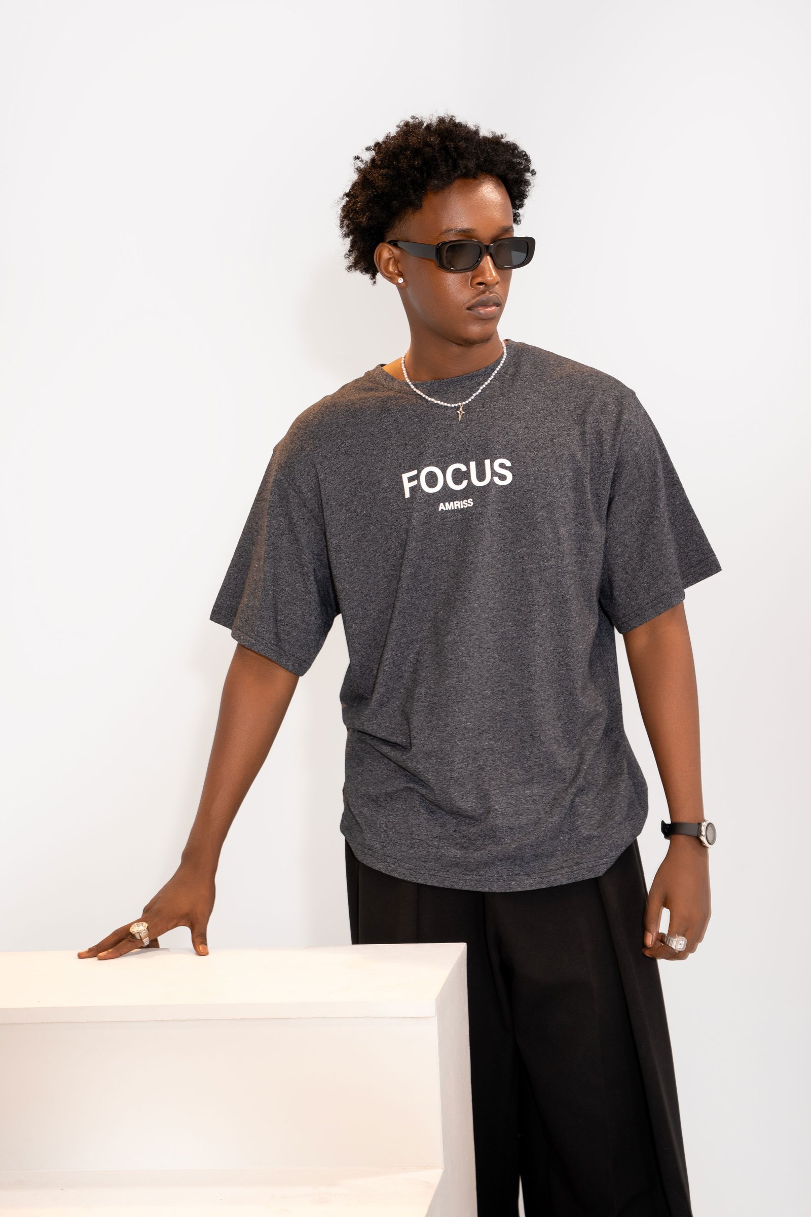 Amriss Signature Black Drop Shoulder Tee Copy