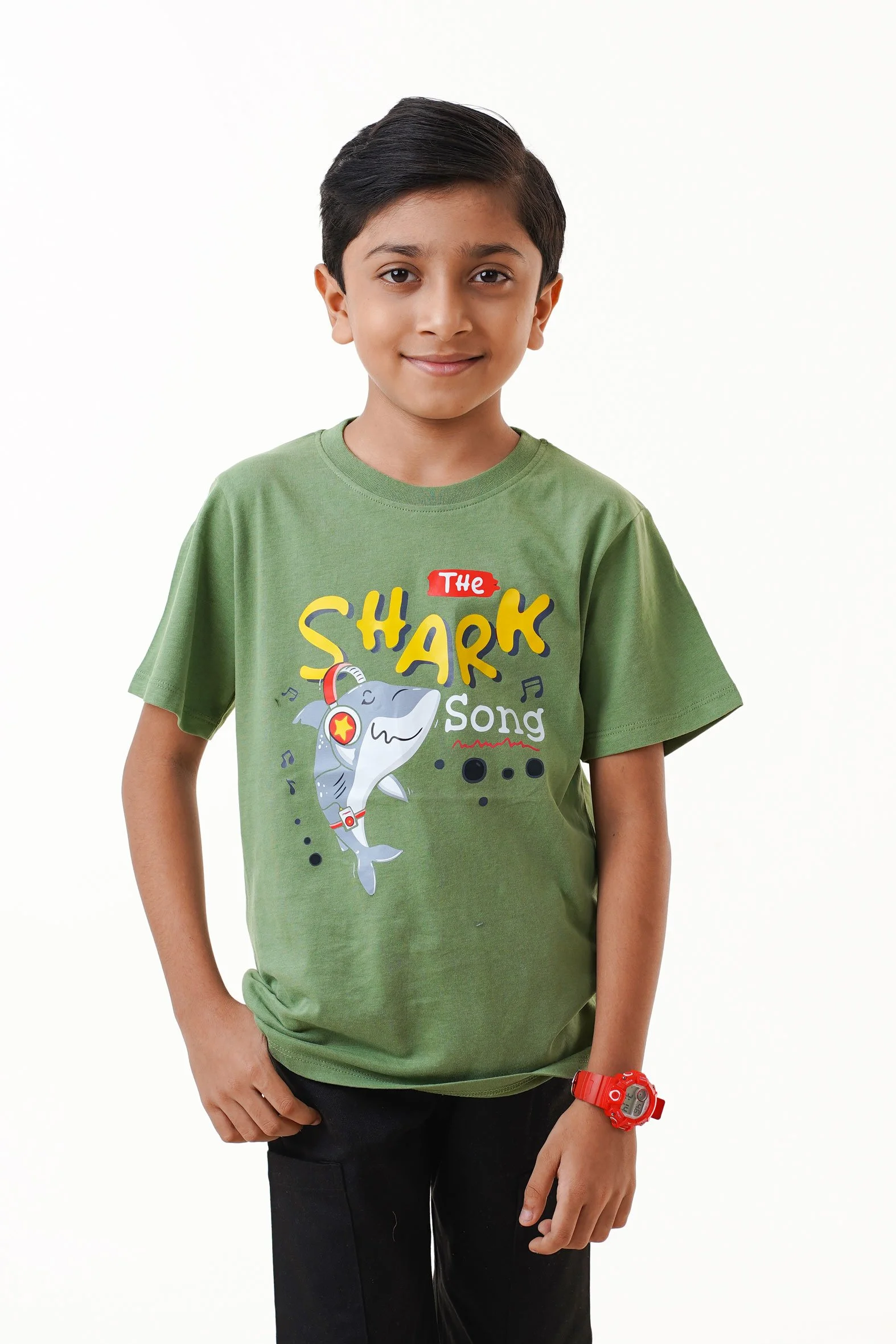 Olive Green Drop Shoulder Graphic Cotton Printed T-Shirt