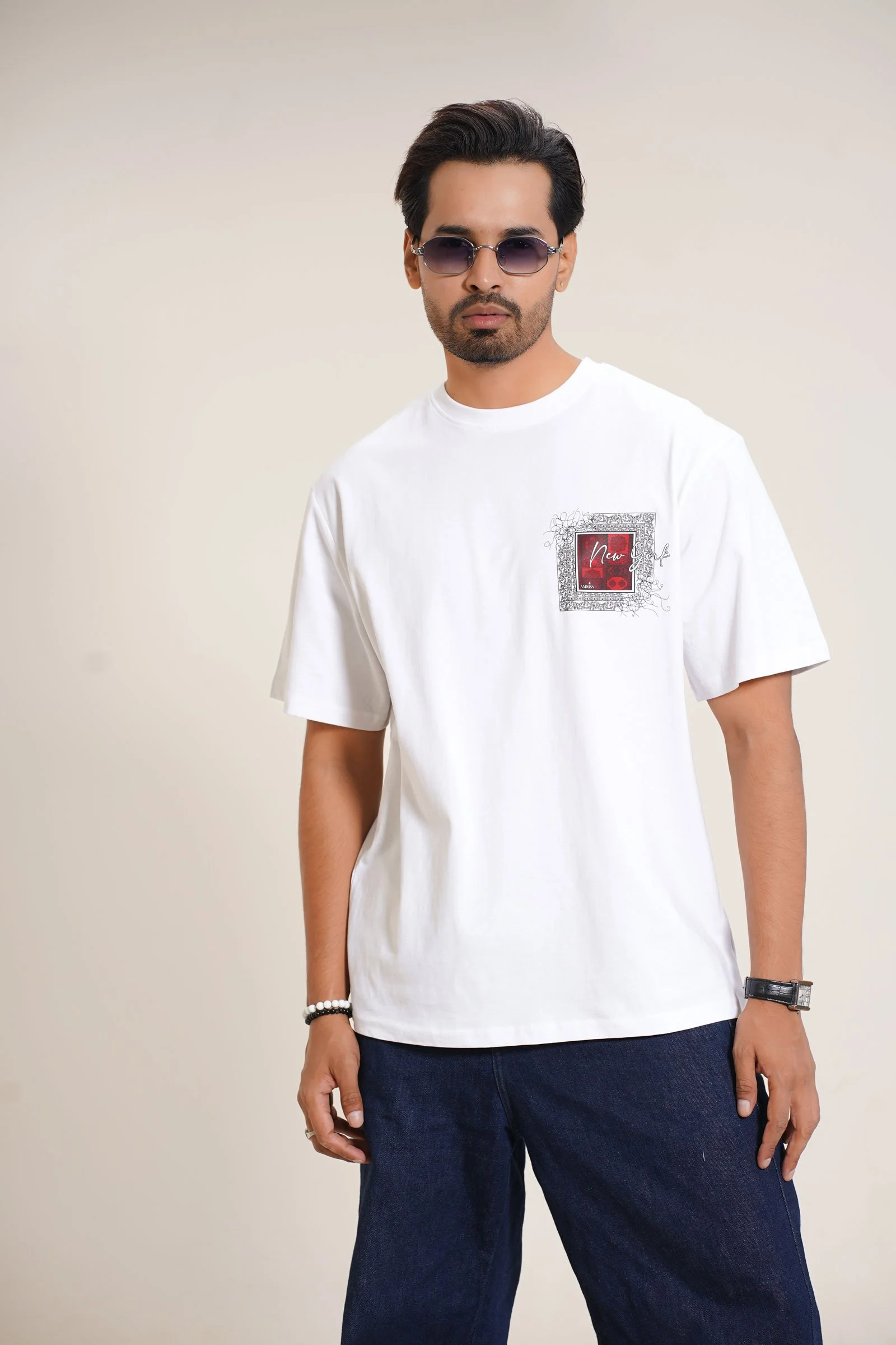 Amriss New York Premium Oversized Graphic T-Shirt – White Edition