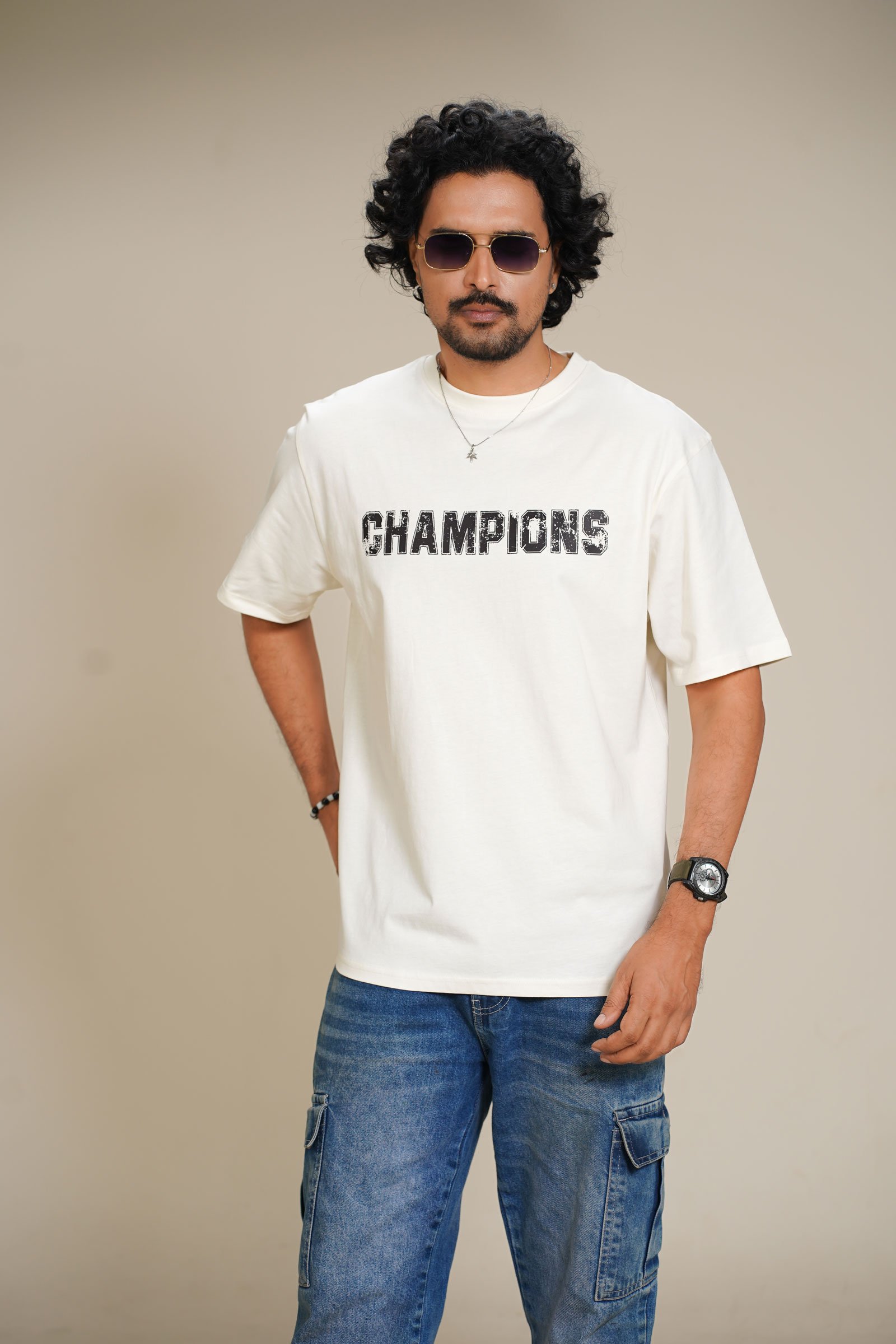 Champions Amriss Drop Shoulder White T Shirt