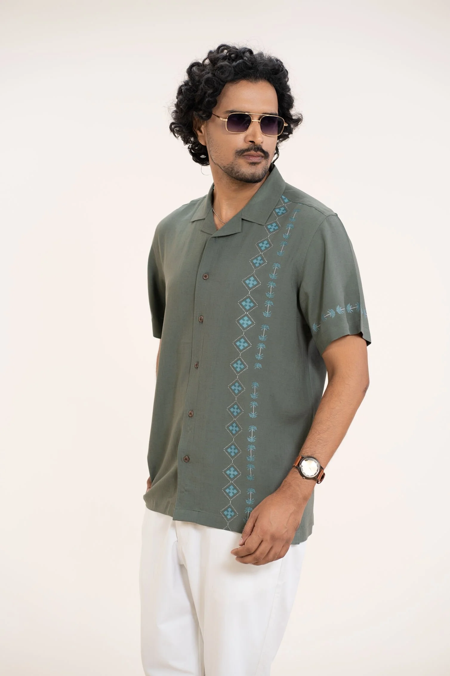 Relaxed Fit Sage Motif Shirt