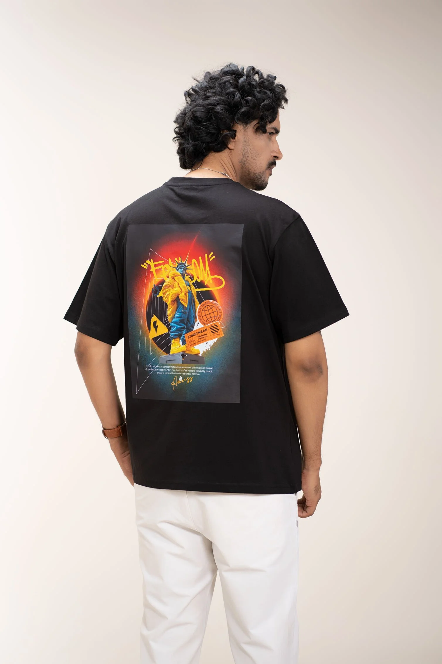 Amriss Streetwear Tee Printed Drop Shoulder BLACK gallery image