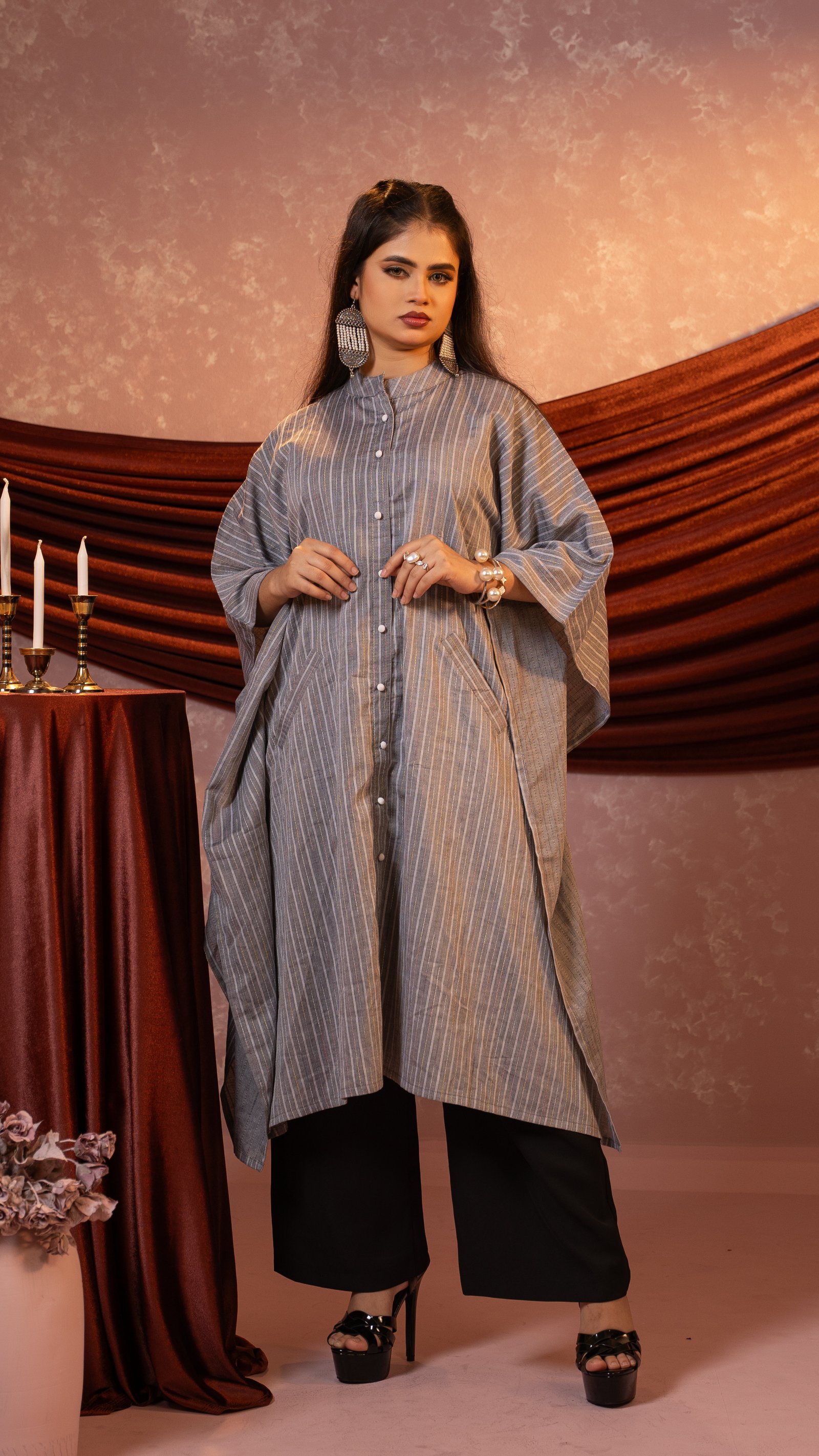 AMRISS Ladies One Piece Kaftan Premium Striped Elegant Kaftan