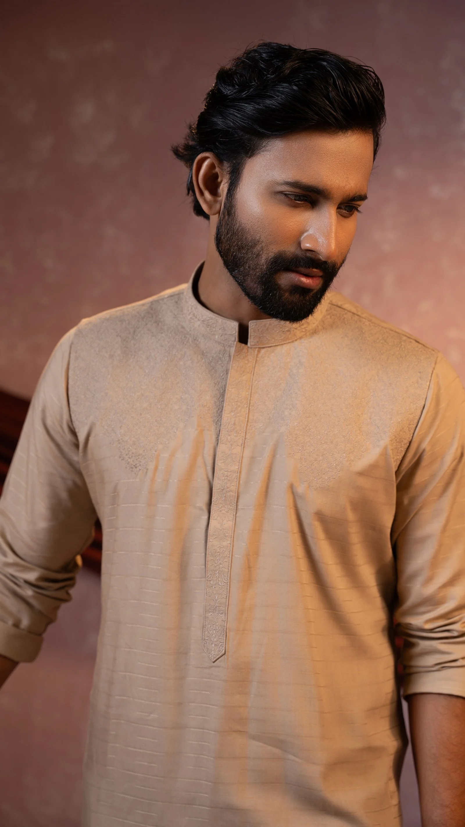 Men’s Festive Fashion Premium Beige Embroidered Panjabi