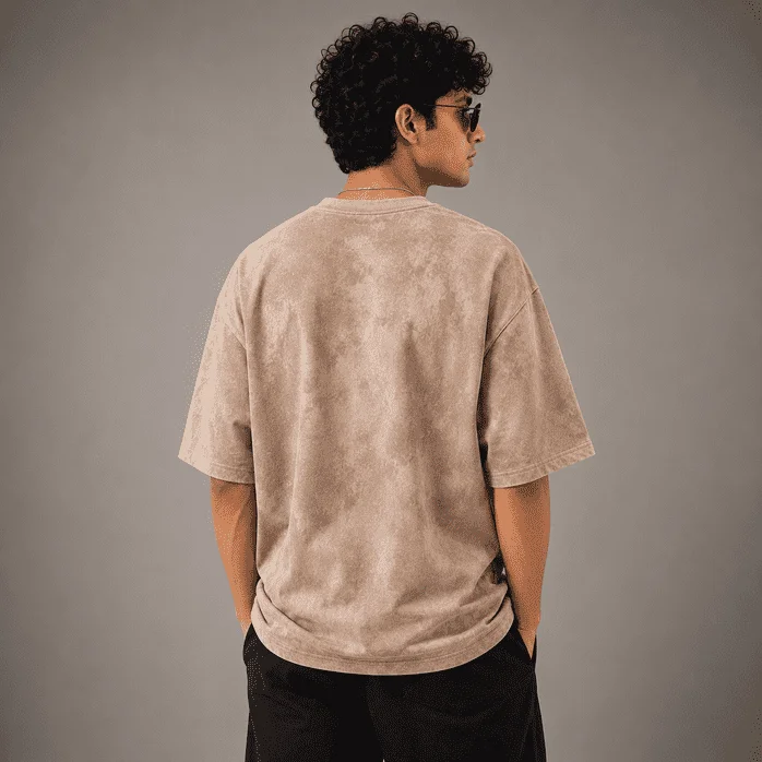 Amriss Acid-Washed Drop Shoulder Oversized T-Shirt Brown gallery image