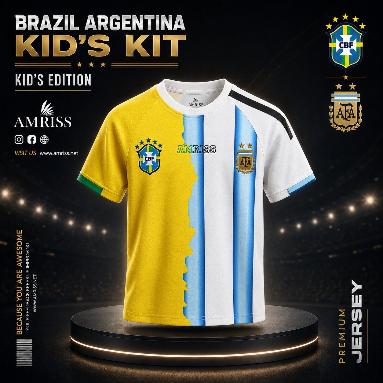 Brazil & Argentina Kids Jersey – 2026 Kids Edition