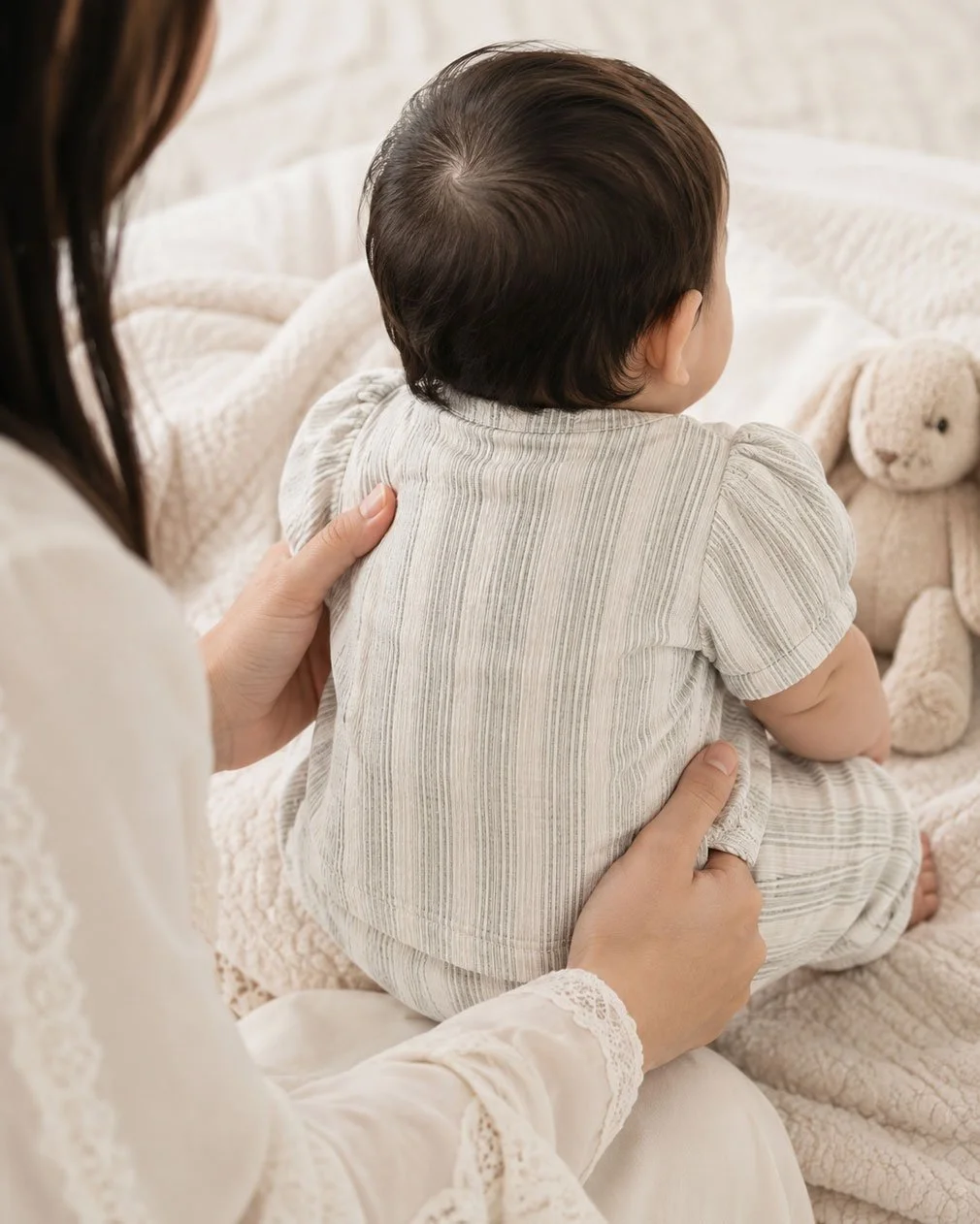 Newborn Baby Cotton Textured Set White gallery image