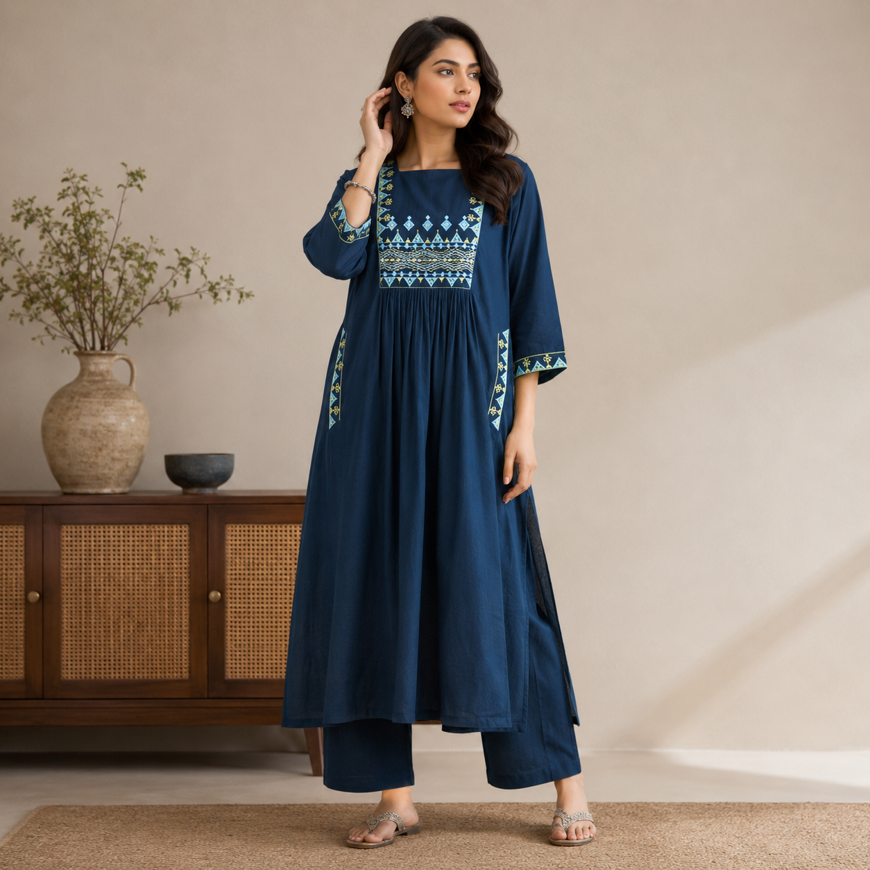 Amriss Roseveil Embroidered One Piece Long Kurti Copy