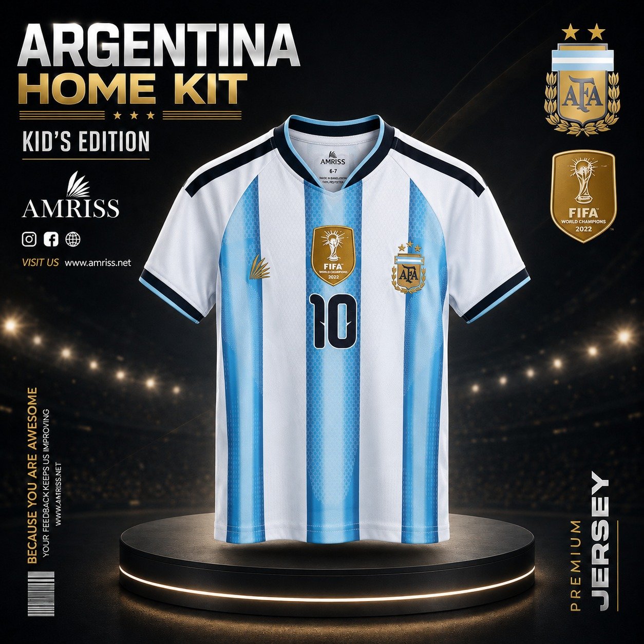 Argentina Home Jersey KIDS FIFA 2026