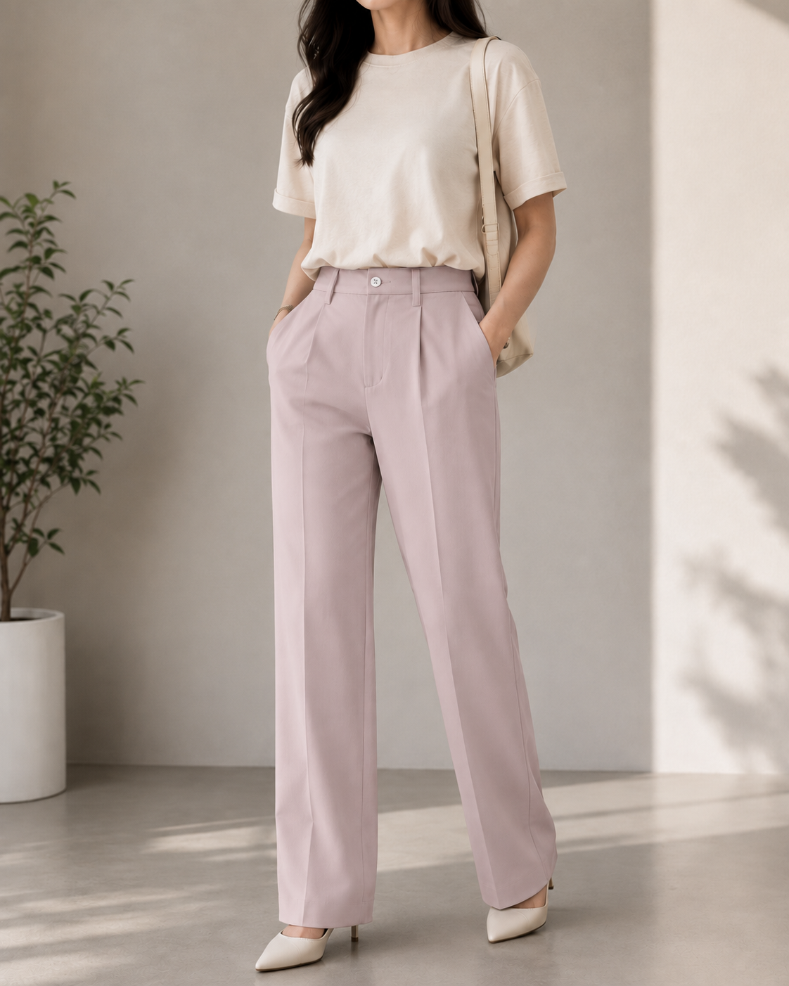 AMRISS Women's Premium Wide Leg Formal Pants – Classic Blue Pink Swan gallery image
