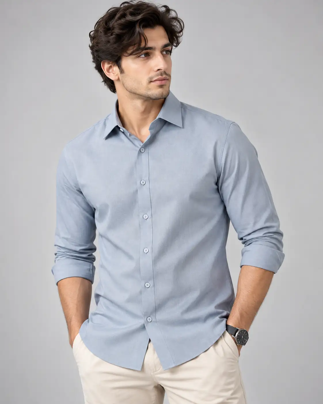 Men’s Premium Textured Light Blue Formal Shirt