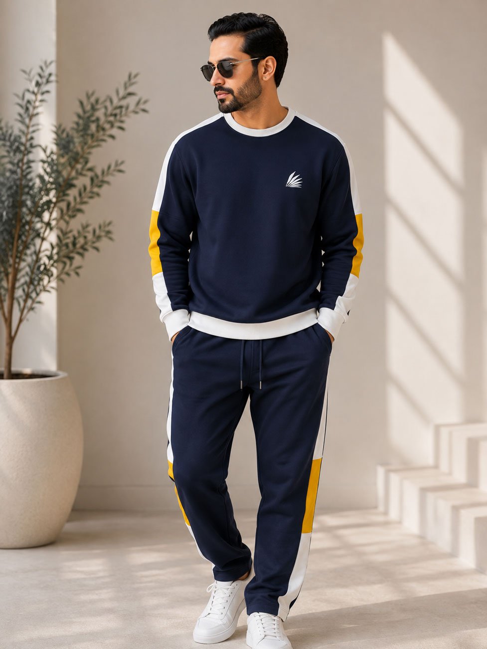 Navy Colorblock Signature Tracksuit Set Navy Blue gallery image