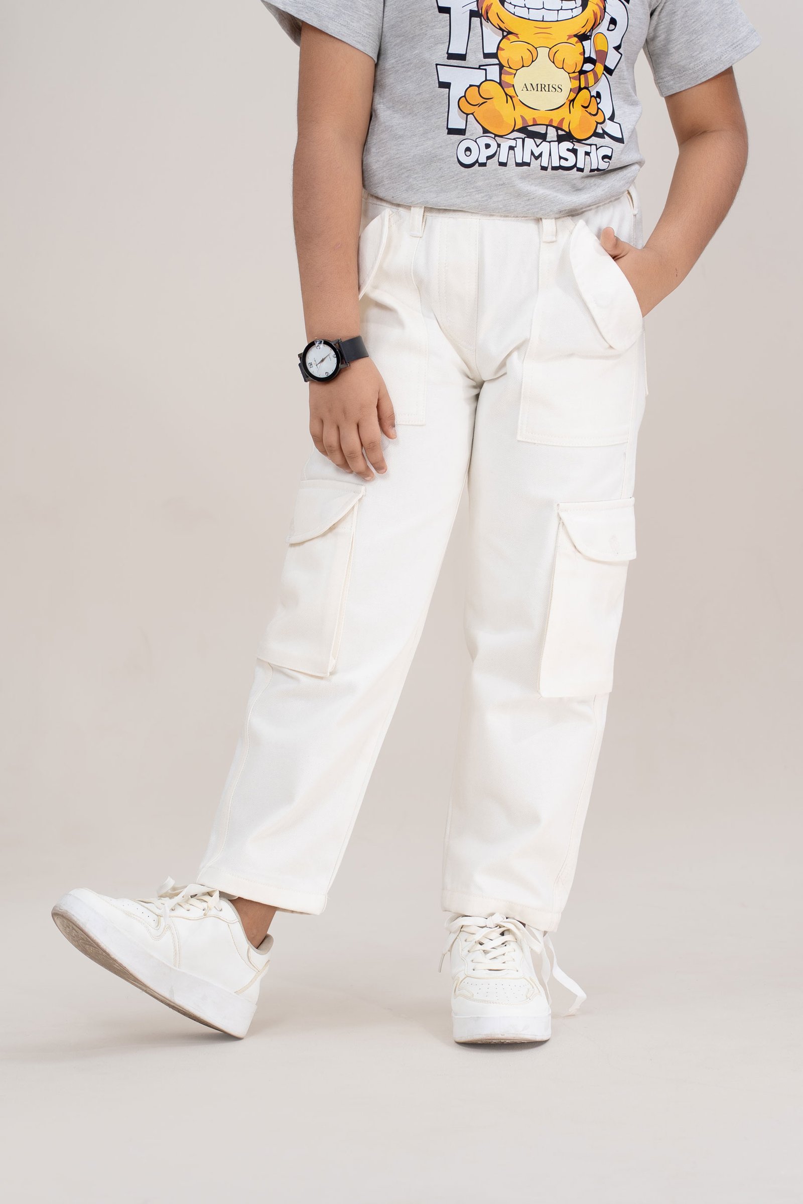 Kids Baggy Cargo Jeans Relaxed Fit Utility Denim Pants