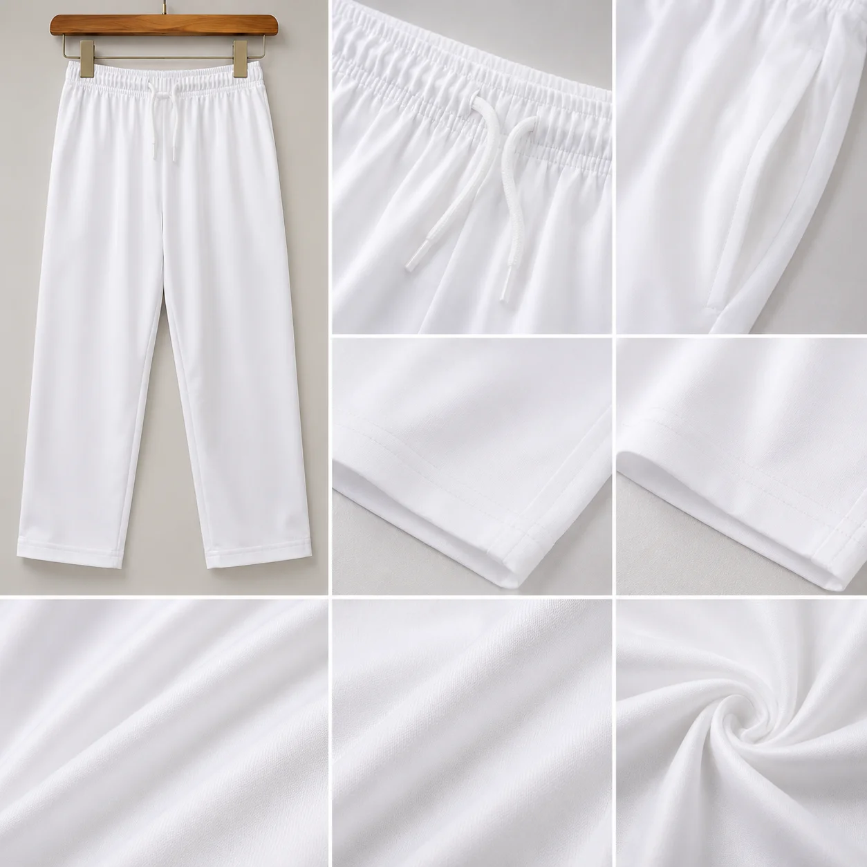 Kids’ Cotton-Blend Classic White Pajama Pants White gallery image