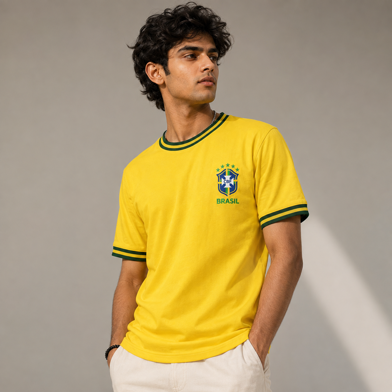 Brazilian National Team Inspired Yellow Football Fan Jersey YELLOW gallery image