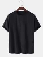 Breathable Solid Color round Neck Short Sleeve Cotton T-Shirts (2)