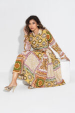 1950's(Long Sleeve)Pleated Box -Full Shirt Dress with Belt - Image 2