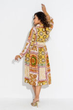 1950's(Long Sleeve)Pleated Box -Full Shirt Dress with Belt - Image 3