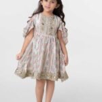 Girls Premium Sequin Party White Multicolor Fancy Frock Festive Luxurious Touch Amriss Kids Wear