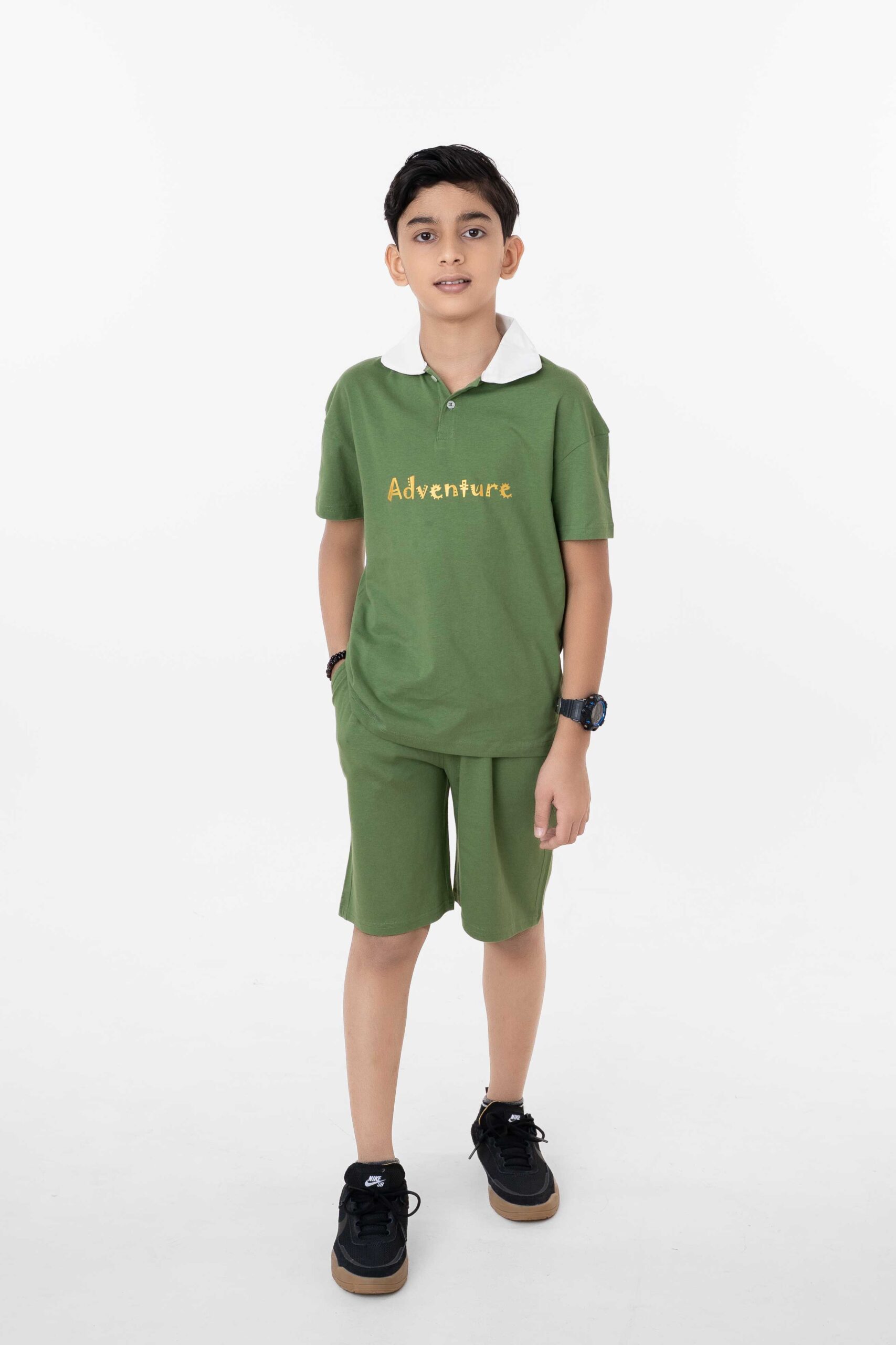 ARI02944 Boys Adventure Polo T-Shirt and Shorts Set Kids Summer Two Piece Outfit for Casual Daily Wear - Image 1