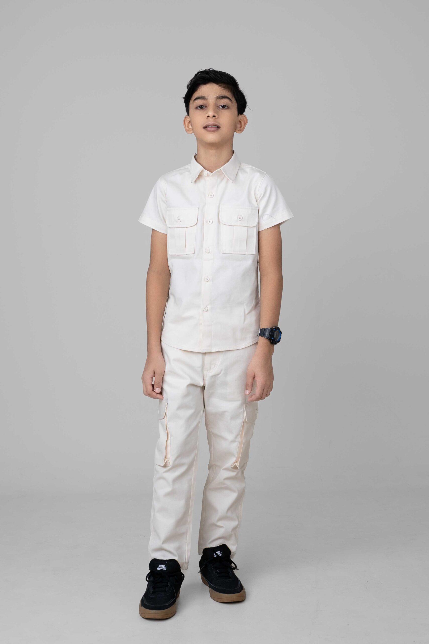 ARI02960 Boys Premium Cotton Cargo Shirt and Pant Set Amriss Summer Outfit for Kids Stylish Casual Wear Set for Boys - Image 1