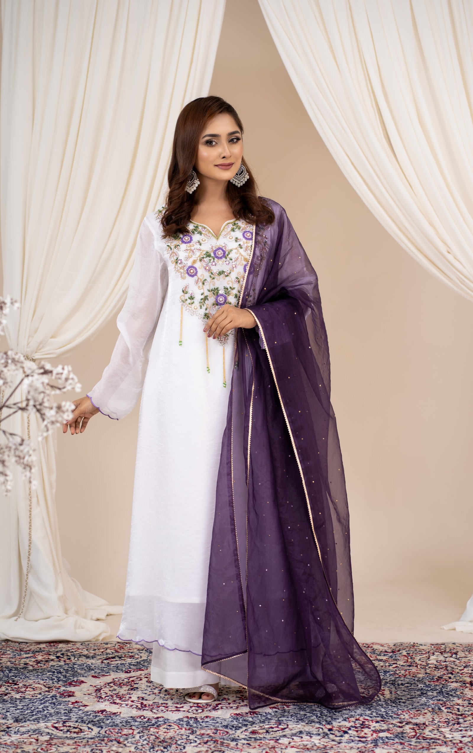 ARI00411 Women's Exclusive Karchupi Worked Designer 3- Piece - Image 1