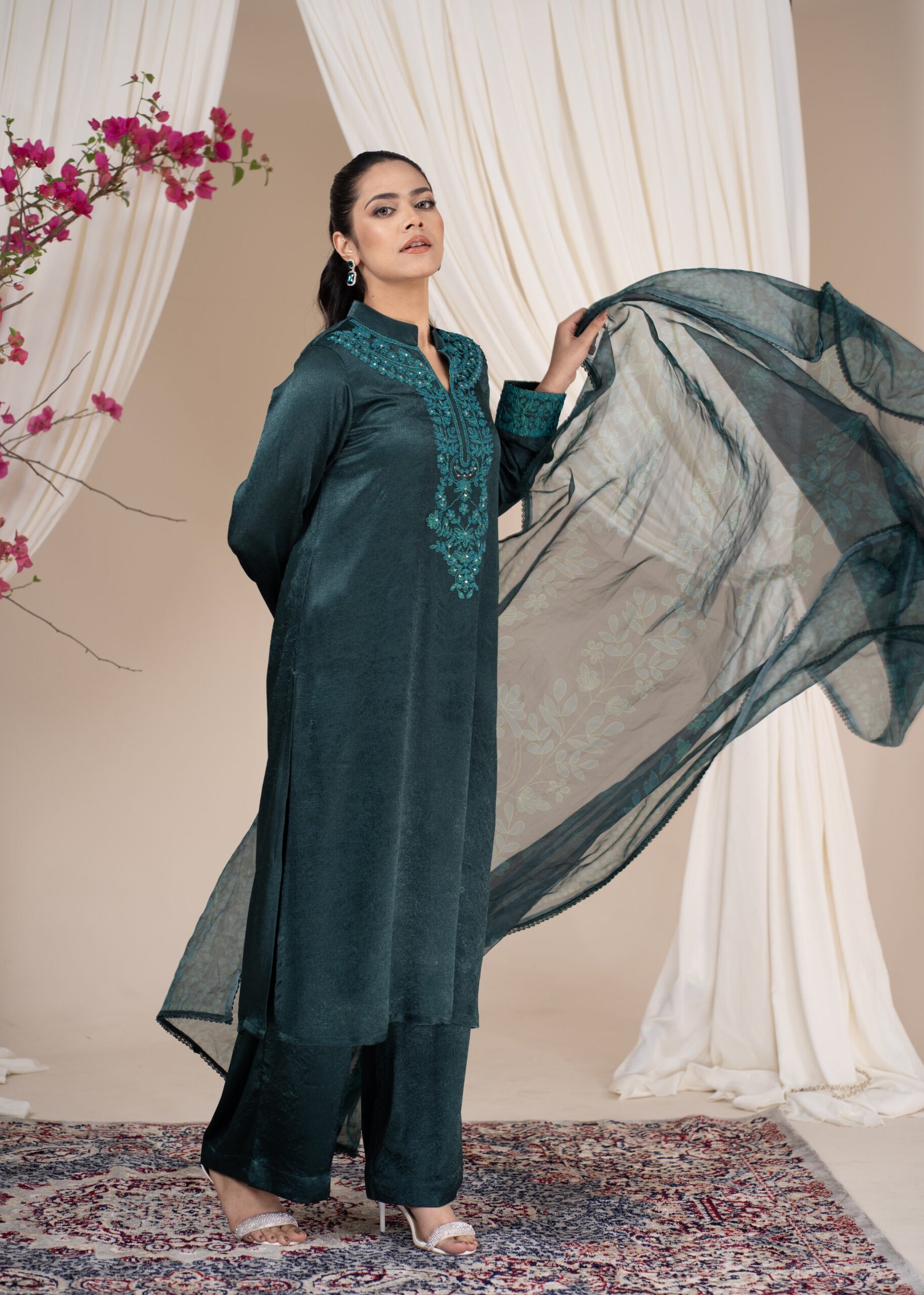 ARI00638 Women's Exclusive Lace Worked Designer 3- Piece - Image 1