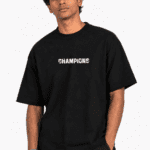 Drop Shoulder Oversized Tee Amriss Champions Black Men's Urban Fashion T-Shirt