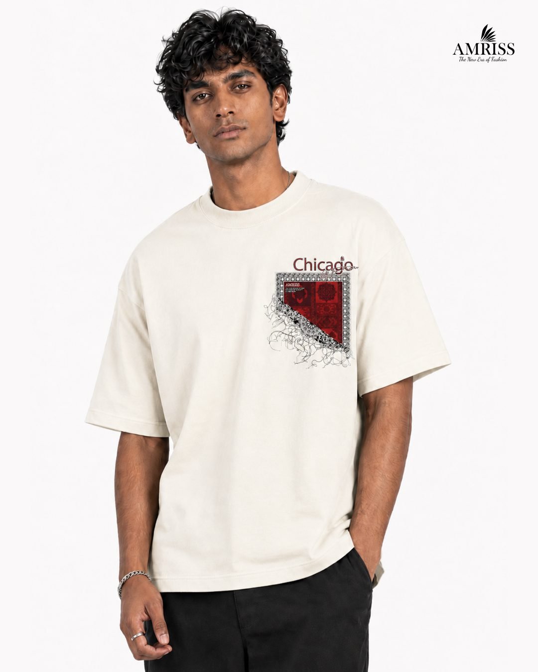 amriss dropshoulder Drop Shoulder Oversized Tee Amriss Chicago Men's Urban Fashion T-Shirt - Image 1